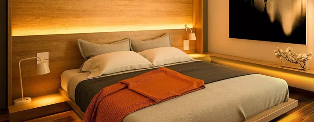 COB smart LED strip kit installed in a bedroom ambient lighting project