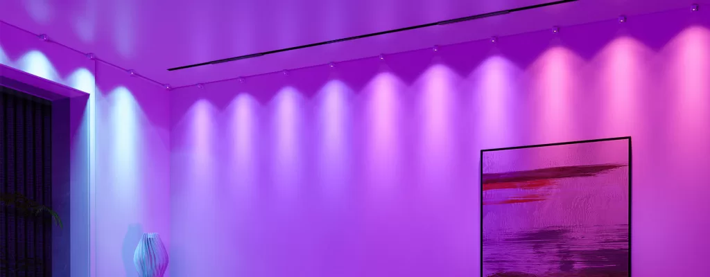 COB smart LED strip kit installed in a bedroom ambient lighting project