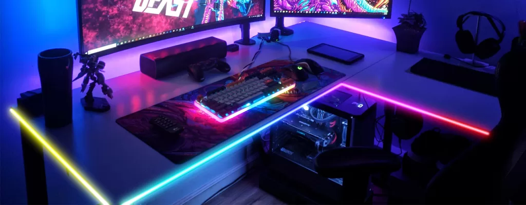COB smart LED strip kit installed in a bedroom ambient lighting project
