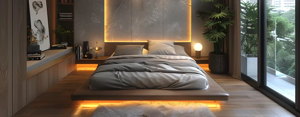 COB smart LED strip kit installed in a bedroom ambient lighting project