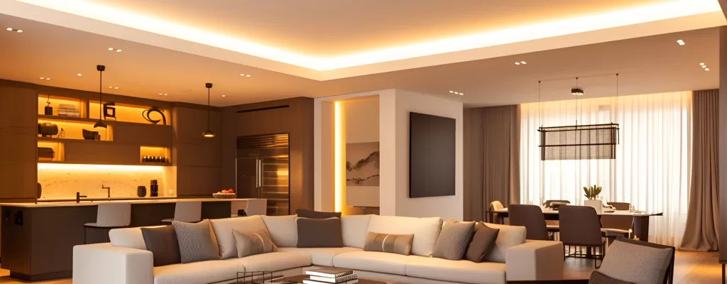 COB smart LED strip kit installed in a bedroom ambient lighting project