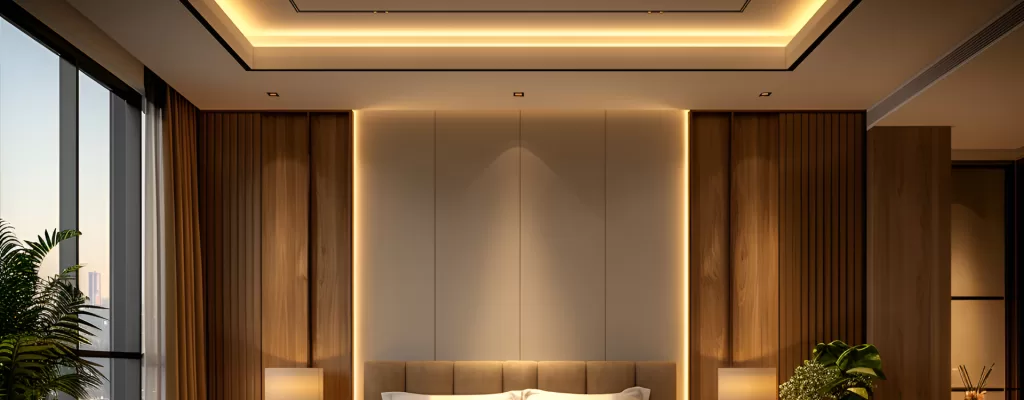 COB smart LED strip kit installed in a bedroom ambient lighting project