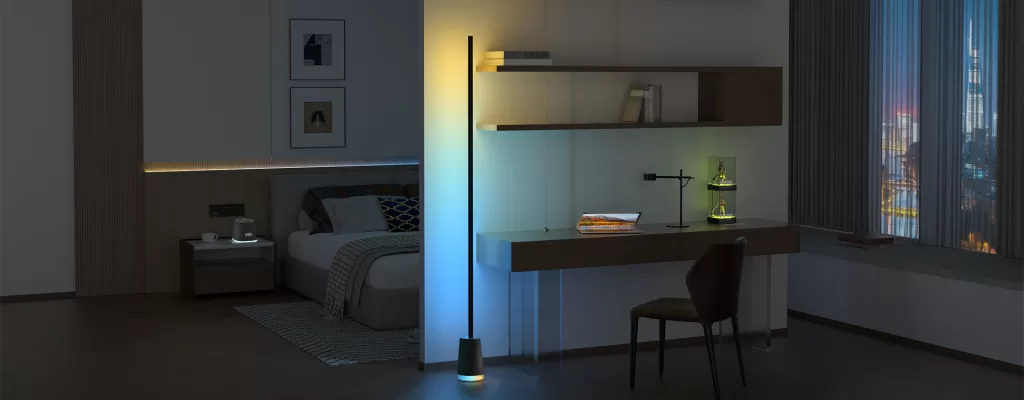 COB smart LED strip kit installed in a bedroom ambient lighting project