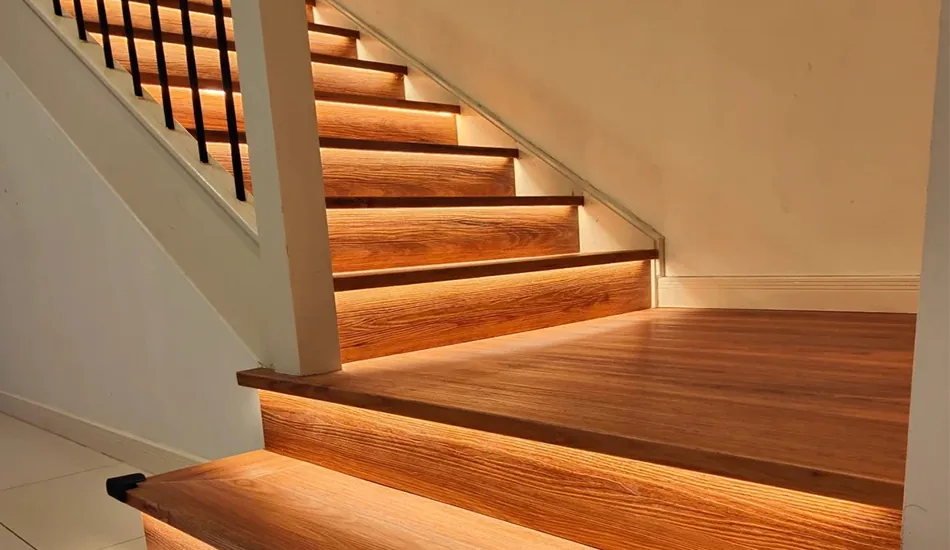 Wall-to-wall light for stairs and step edges