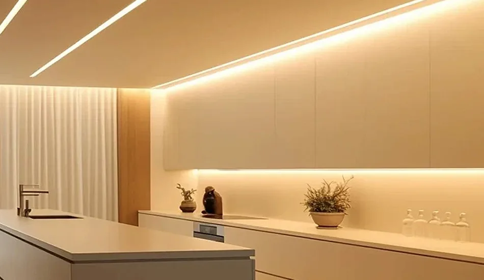 Under-cabinet task light that disappears into the furniture