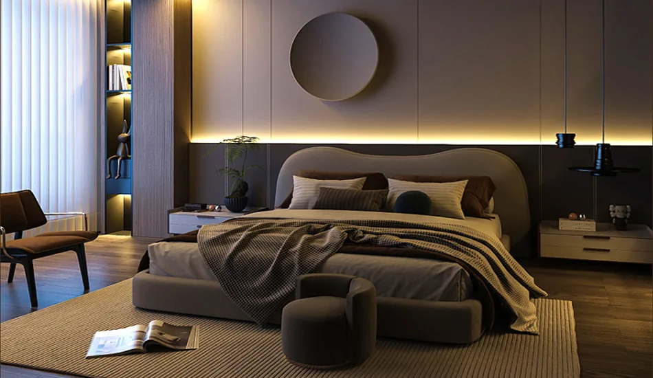 Bedroom scenes that shift from bright to cosy