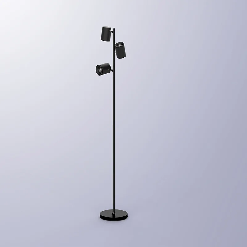Black tree floor lamp GEN5.0 with three adjustable spot heads, full product view