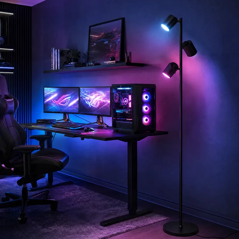 Smart RGBIC tree floor lamp GEN5.0 in a gaming room setup
